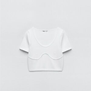 white seamless sleeve cropped top ZARA 
like new
size xs-small